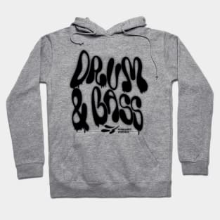 DRUM AND BASS  - Liquid Y2K Font (Black) Hoodie